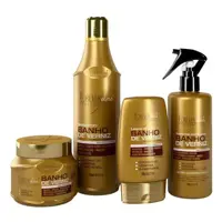 Kit Forever Liss Banho de Verniz Shampoo + Leave-in + Queratina + Máscara 250g em oferta na Magazine Luiza