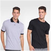 Imagem da promoção Kit Camiseta Lisa + 1 Camiseta Polo Masculina Dia a Dia Casual - BX