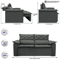 Sofá 3 Lugares Retrátil e Reclinável Cama inBox Compact 1,80m Velusoft Cinza em oferta na Americanas