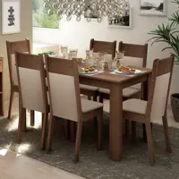 Conjunto Sala de Jantar Madesa Jaíne Mesa Tampo de Madeira com 6 Cadeiras em oferta na Magazine Luiza