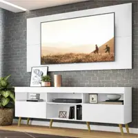 Rack c/ Painel p/ TV até 65" e Pés Retrô Flórida Multimóveis Branco/Natural em oferta na Magazine Luiza