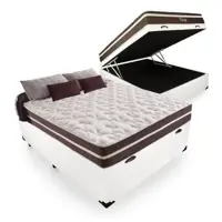 Cama Box Com Baú Casal + Colchão De Molas - Anjos - Classic Superlastic 138cm Branco em oferta na Magazine Luiza