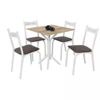 Imagem da promoção  Mesa de Jantar 4 Cadeiras Quadrada - Branco e Marrom Ciplafe Clássica Ana
