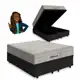 Cama Box Baú Queen Preta + Colchão De Molas Ensacadas - Ortobom - AirTech SpringPocket 158x198x72cm  em oferta