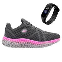 Imagem da promoção Tênis Esporte Feminino e Masculino Tecido Tramado Para Academia Corrida + Relógio Led Digital - Graf