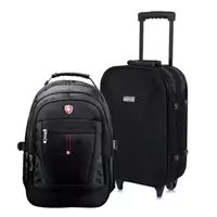 Imagem da promoção Conjunto Mala de Bordo Lucerna Preta + Mochila para Notebook Fuji Swiss Move