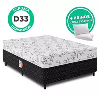 Imagem da promoção Cama Box Casal Molas Ensacadas Espuma D33 Ultra Confort + 2 Travesseiros Vstore 138x188x50cm - V-STO