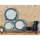 Aparelho de Jantar e Chá 20 Peças Biona de Cerâmica - Redondo Branco e Azul Donna em oferta
