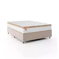 Imagem da promoção Cama Box Casal Colchão Molas Ensacadas Real 138x188x65cm Branco/Bege - Suporta até 130Kg Por Pessoa