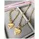 Kit Conjunto Colar Corrente e Pulseira Elos Português Pingente Coração liso Folheado Ouro 18k em oferta
