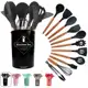 Kit Jogo 12 Peças Utensílios De Silicone Para Cozinha Com Cabo De Madeira + Balde - Linha Kitchen - em oferta