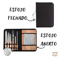 Imagem da promoção Kit Churrasco 8 Peças Com Maleta Faca Garfo E Tábua - ZZ