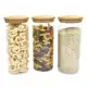 Kit 3 Potes de Vidro P/ Mantimentos 1650ml C/ Tampa Bambu Oikos em oferta