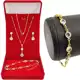 Colar Feminino Semijoia Corrente Veneziana Fina Com Pingente + Pulseira + Conjunto De Brincos - Cola em oferta