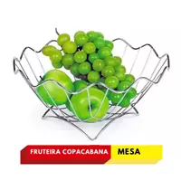 Imagem da promoção Fruteira cozinha mesa bancada redonda em Aço prata Copacabana - Niquelart