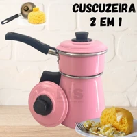 Imagem da promoção Mini Cuscuzeira Rosa Individual E Cozi Vapore Porção Única e Leiteira Prática