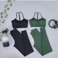 Imagem da promoção Kit 2 Conjuntos Top e Calça Legging Alcinha Costas Nadadora Fitness Treino Academia