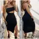 Vestido Feminino Grécia Canelado Premium Tomara que Caia Fenda na Lateral em oferta