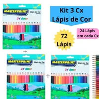 Imagem da promoção Kit 3 Caixas Lápis de Cor 24 Cores Resistente Sextavado Escolar Masterprint (72 Lápis de Cor)