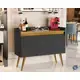 Aparador buffet Canada 3 portas luxo Preto/Madeirado - JM Casa dos moveis em oferta