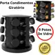 Porta Condimentos Temperos Giratório 9 Potes Vidro 90G com Tampa Dosadora Preto em oferta