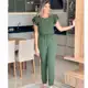 Conjunto Feminino Casual Elegante Blusa Calça em Linho De Algodão em oferta