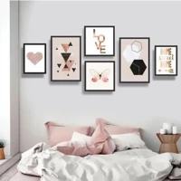 Imagem da promoção Kit 6 Placas Quadros Decorativos Frases abstrato Geometrico Coração Diversos