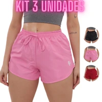 Imagem da promoção Kit 3 Shorts Feminino Tactel Verão Moda Feminina Praia Piscina Academia