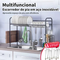 Imagem da promoção Escorredor De Louça Suspenso Bancada Autossustentável 58cm/63cm Cozinha Suspensa Aço Inoxidável e Es