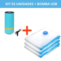 Imagem da promoção Kit Saco a Vácuo + Bomba Automática Elétrica ou USB Organizador Rápido Armazenar Guardar