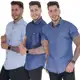 Camisa Jeans Masculina Slim Fit Manga Curta Social Premium em oferta