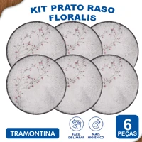 Imagem da promoção Aparelho de Jantar Jogo de Pratos Raso 25 cm Tramontina Floralis em Porcelana Decorada 6 Peças