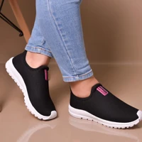 Imagem da promoção Tênis Meia Feminino Calce Fácil Botinha Ortopédico Esportivo Sneaker Slip On Casual confortável Acad