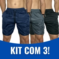 Imagem da promoção 3 Shorts Tactel Bermuda Masculina Mauricinho Kit Short Tectel Praia Short Masculino Liso