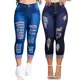 Kit 02 Calças Capri Rasgadas Jeans Com Lycra em oferta
