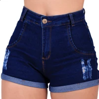 Imagem da promoção Short Jeans Feminino Com Lycra Cintura Alta Shorts Levanta Bumbum Destroyed, Lvagem Escura Hot Pants