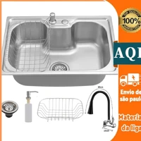 Imagem da promoção Cuba Dupla Gourmet Cozinha Aço Inox Com Acessórios 60cm×42cm Para envio imediato