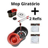 Imagem da promoção Mop Giratório 360°Regulável Balde 2 Refis Microfibra com original Rodinha E Alça Rodo Limpeza