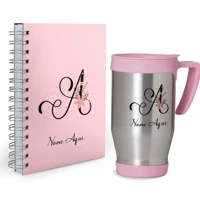 Imagem da promoção Kit Agenda 2025 + caneca Semi Térmica Personalizada rosa iniciais - com seu nome