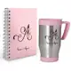 Kit Agenda 2025 + caneca Semi Térmica Personalizada rosa iniciais - com seu nome em oferta