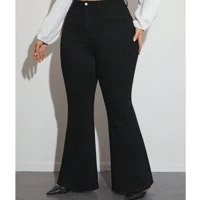 Imagem da promoção Calça Flare preta Jeans Plus Size Feminina Com Lycra Modelagem