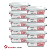 Imagem da Promoção Kit 10 Marmitas Vidro Hermético Vidro Tampa Trava 370ml