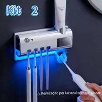Imagem da promoção Kit Porta Escova Dentes Com Esterilizador Uv Aplicador Pasta de Dente Suporte Dispenser Escova