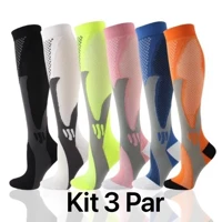Imagem da promoção kit 3 Pares Meias De Compressão Homens Mulheres Correndo Esportivas De Ciclismo Joelho