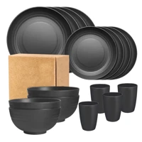 Imagem da promoção Conjunto 16 Peças Tigela Pratos Copos Talheres Cor Sólida