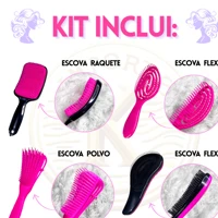 Imagem da promoção Kit 5 Escovas de Cabelo + Touca de Cetim – Raquete Fashion, Mágica, Polvo, Massageadora de Silicone