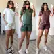 kit 3 conjunto feminino short feminino de moletom camiseta básica em oferta