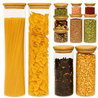 Imagem da promoção Kit 11 Potes Herméticos de Vidro com Tampa de Bambu para Cozinha Mantimentos Alimentos