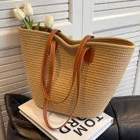 Imagem da promoção Bolsa de palha de grande capacidade para férias casuais praia portátil nova moda bolsa de ombro teci