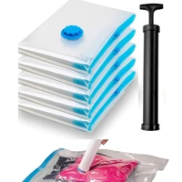 Imagem da promoção Kit 3 Sacos a Vácuo Impermeável Reutilizável 80cm x 100cm Plástico Transparente + Bomba Para Guardar